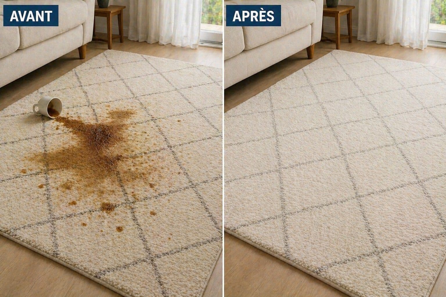 Nettoyage tapis avant après à Tanger – NordClean, lavage professionnel à domicile - Avant / Après